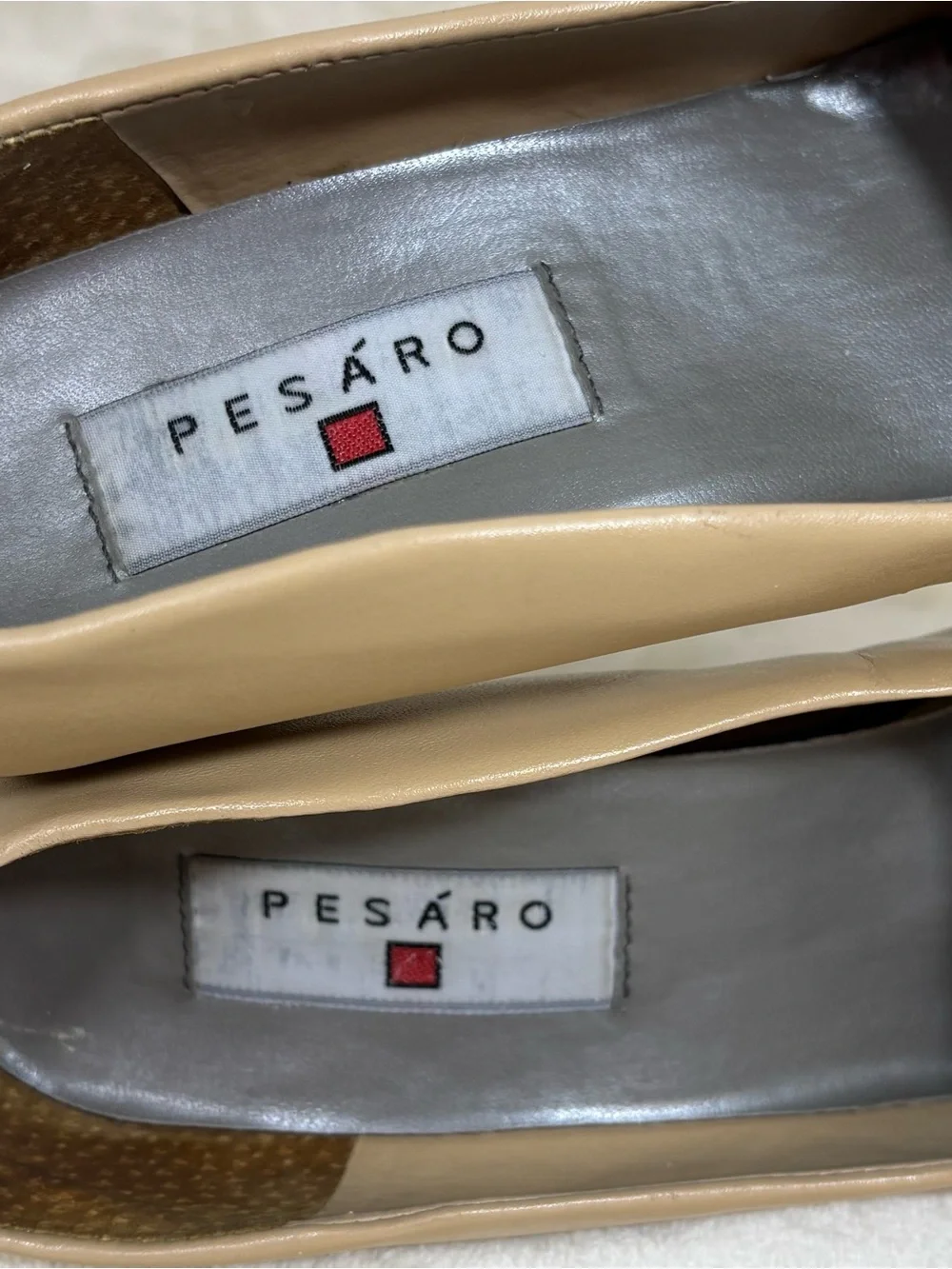 Vintage Pesaro Classic Square-Toe Block Heel Nude Pumps Size 8